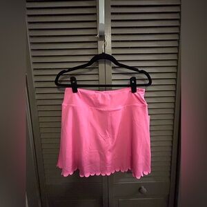 Crown & Ivy Bright Pink Scalloped Mini Skirt